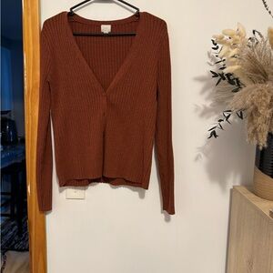 a new day Women's Rust V-Neck Cardigan